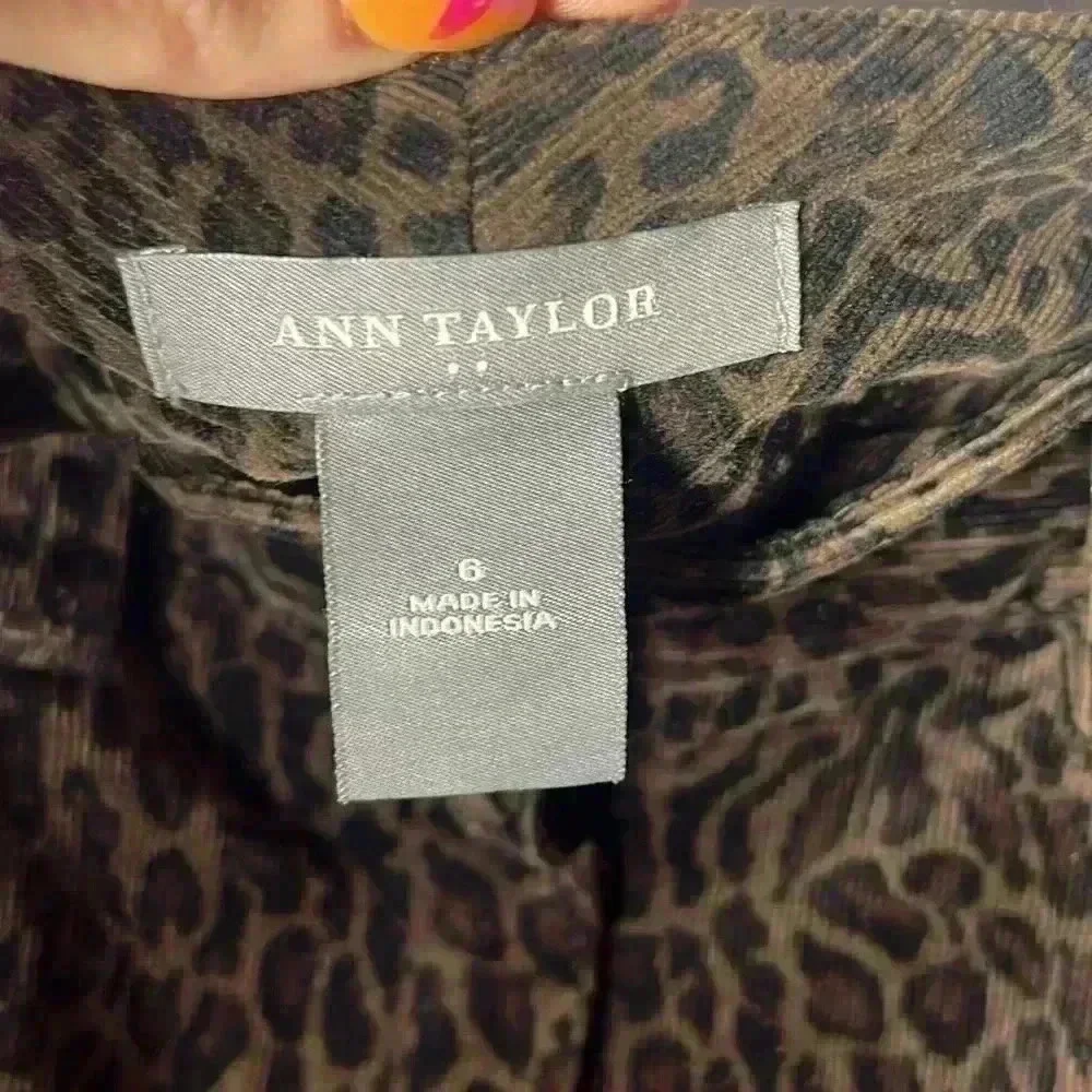 Ann Taylor Corduroy Leopard Print Stretch Pencil Skirt Size 6 Brown & Black